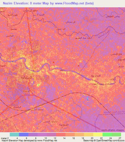 Nazim,Iraq Elevation Map