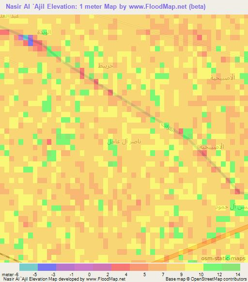 Nasir Al `Ajil,Iraq Elevation Map