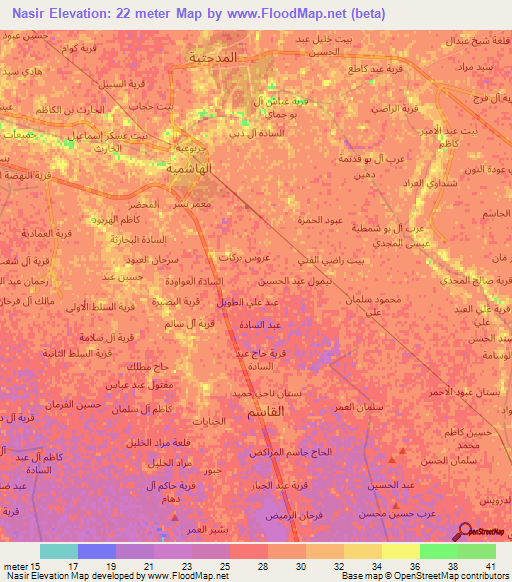 Nasir,Iraq Elevation Map