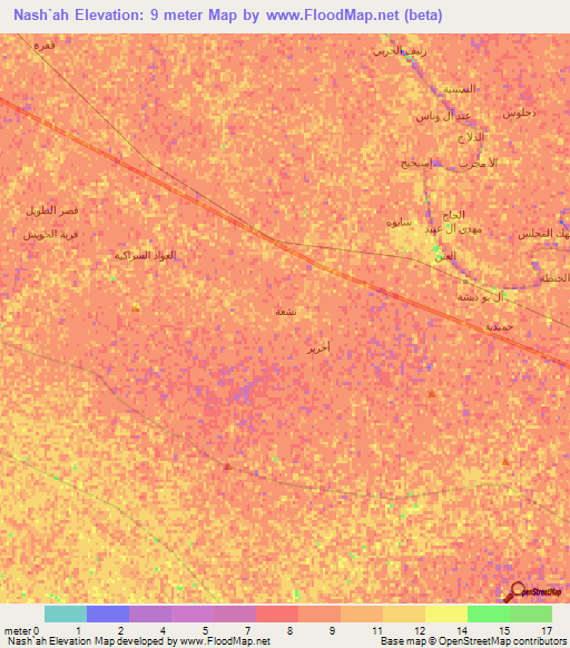 Nash`ah,Iraq Elevation Map