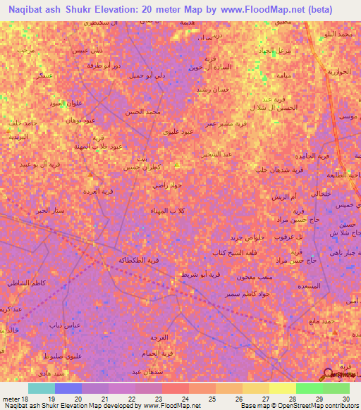 Naqibat ash Shukr,Iraq Elevation Map