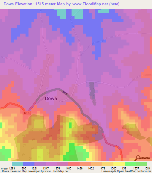 Dowa,Malawi Elevation Map