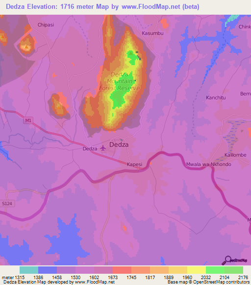 Dedza,Malawi Elevation Map