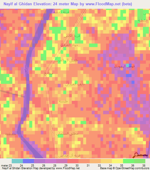 Nayif al Ghidan,Iraq Elevation Map