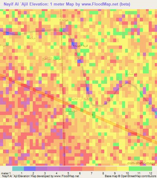 Nayif Al `Ajil,Iraq Elevation Map