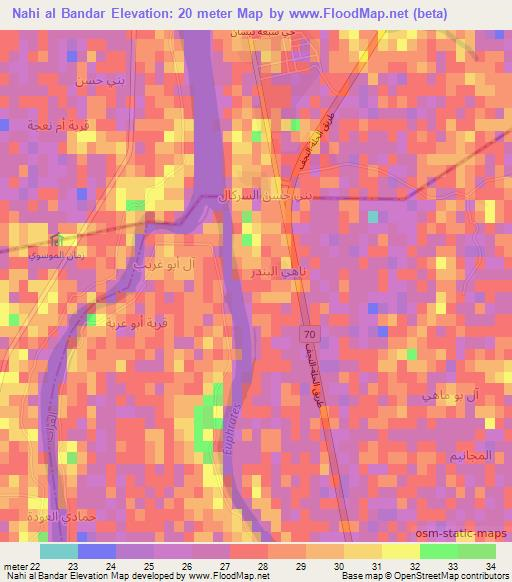 Nahi al Bandar,Iraq Elevation Map