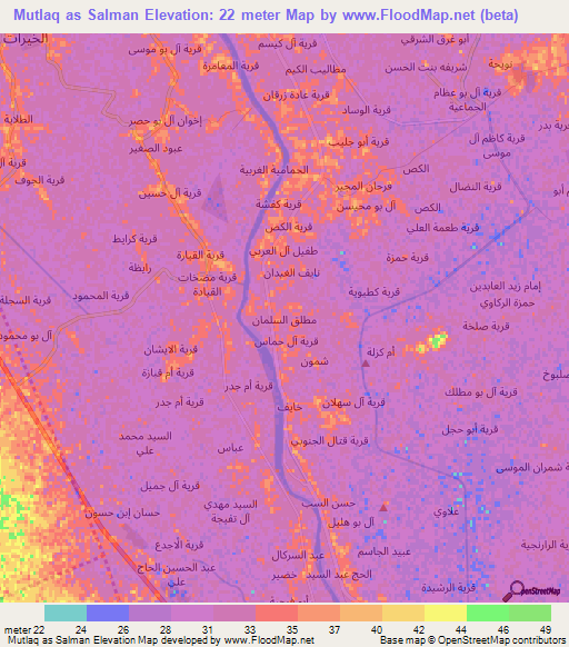 Mutlaq as Salman,Iraq Elevation Map