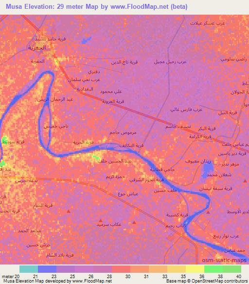 Musa,Iraq Elevation Map