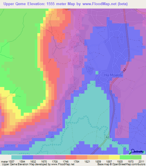 Upper Qeme,Lesotho Elevation Map