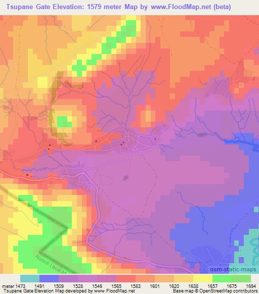 Tsupane Gate,Lesotho Elevation Map