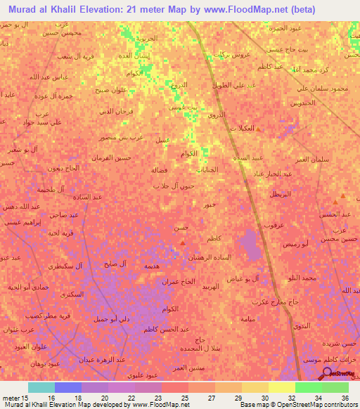 Murad al Khalil,Iraq Elevation Map