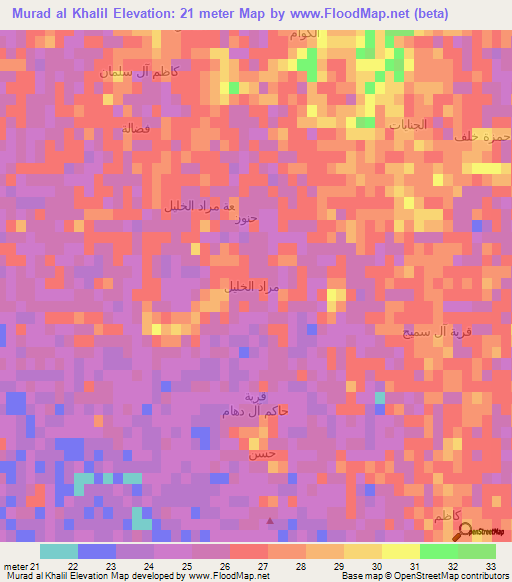 Murad al Khalil,Iraq Elevation Map