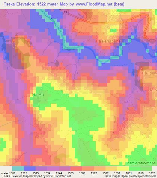 Tseka,Lesotho Elevation Map