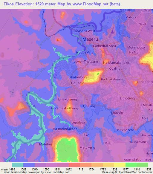 Tikoe,Lesotho Elevation Map