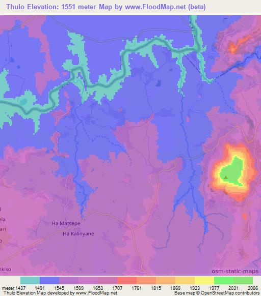 Thulo,Lesotho Elevation Map