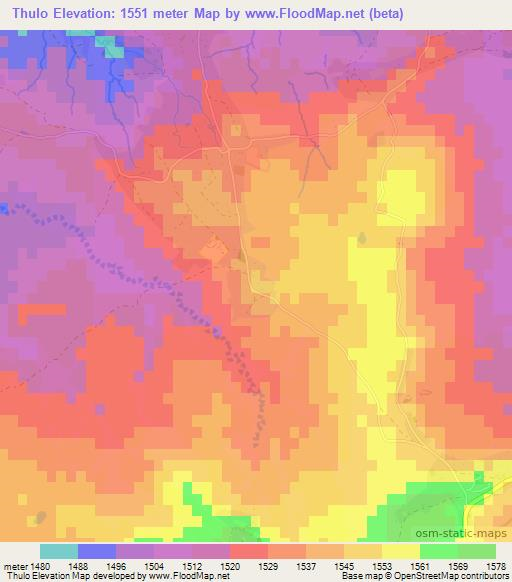 Thulo,Lesotho Elevation Map