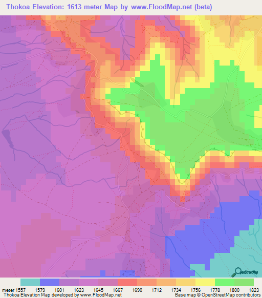 Thokoa,Lesotho Elevation Map