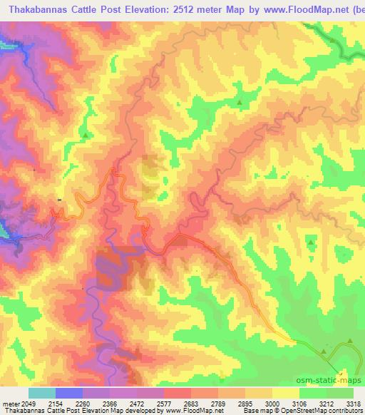 Thakabannas Cattle Post,Lesotho Elevation Map