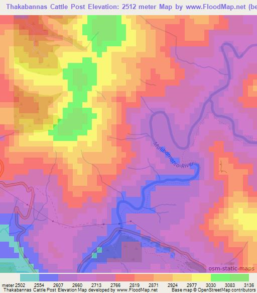 Thakabannas Cattle Post,Lesotho Elevation Map