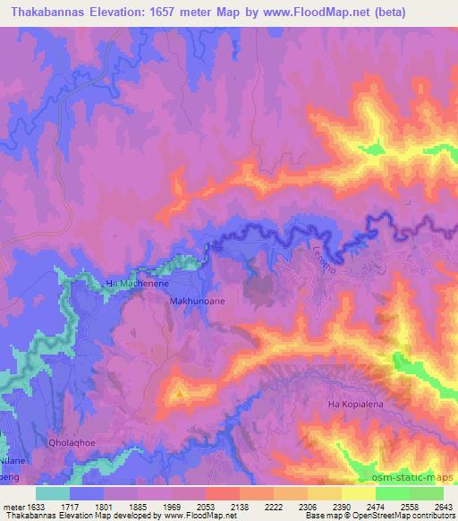 Thakabannas,Lesotho Elevation Map