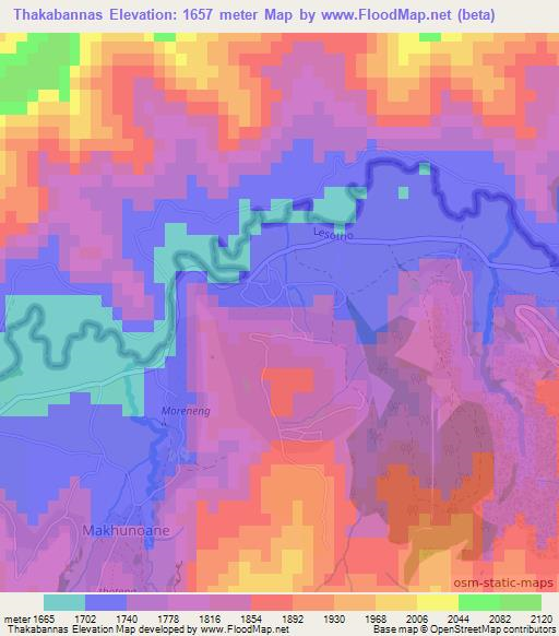 Thakabannas,Lesotho Elevation Map