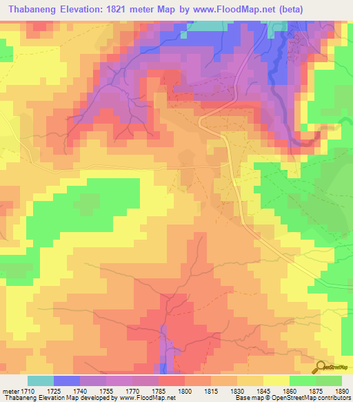 Thabaneng,Lesotho Elevation Map