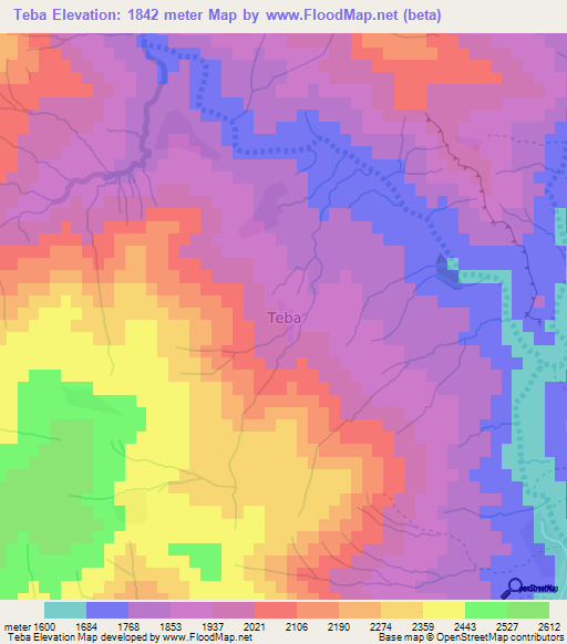 Teba,Lesotho Elevation Map