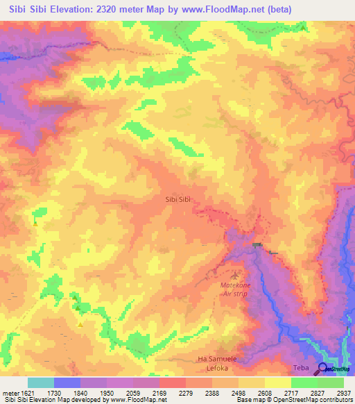 Sibi Sibi,Lesotho Elevation Map