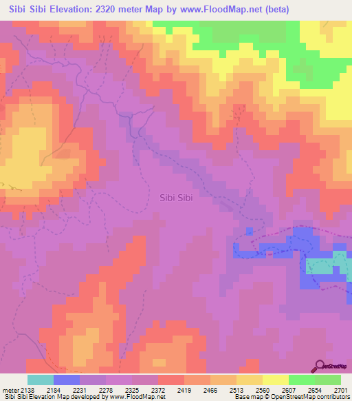 Sibi Sibi,Lesotho Elevation Map