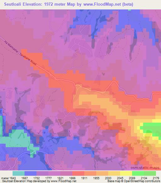 Seutloali,Lesotho Elevation Map