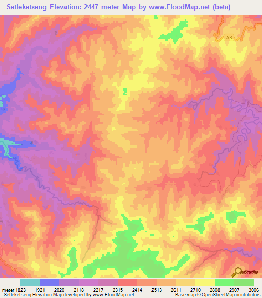 Setleketseng,Lesotho Elevation Map