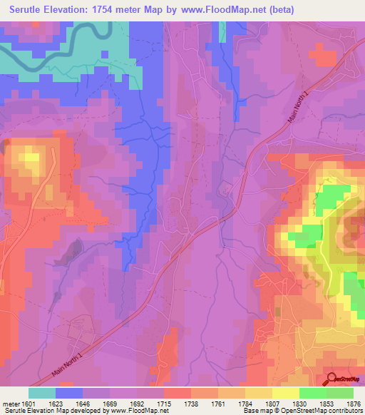 Serutle,Lesotho Elevation Map