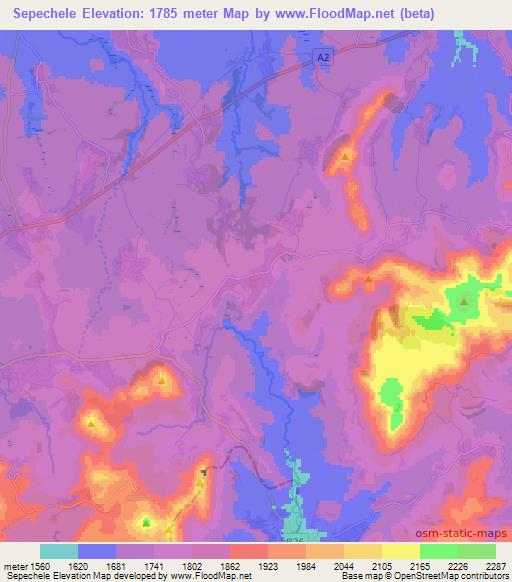 Sepechele,Lesotho Elevation Map