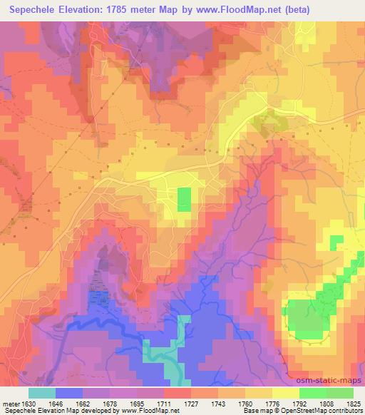 Sepechele,Lesotho Elevation Map