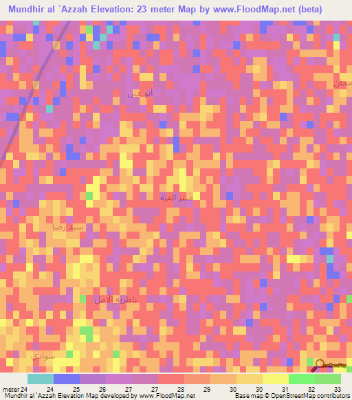 Mundhir al `Azzah,Iraq Elevation Map