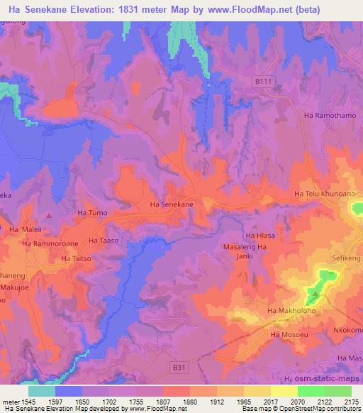 Ha Senekane,Lesotho Elevation Map