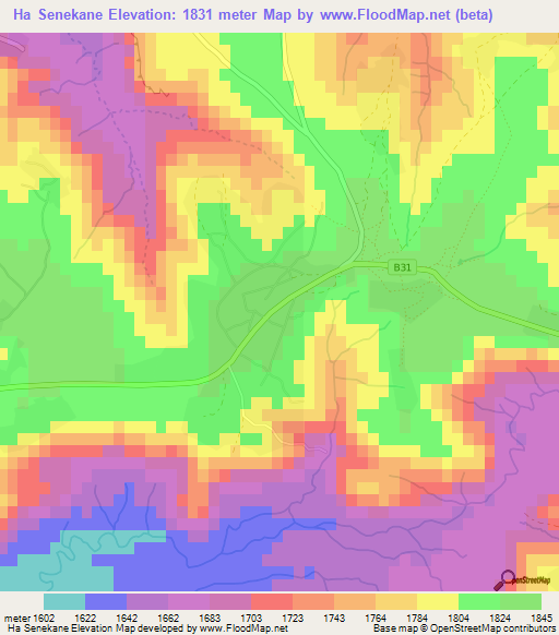 Ha Senekane,Lesotho Elevation Map