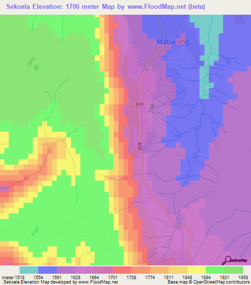 Sekoala,Lesotho Elevation Map