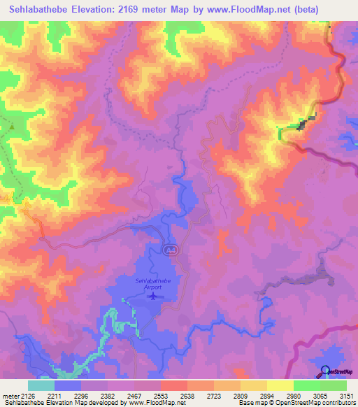 Sehlabathebe,Lesotho Elevation Map