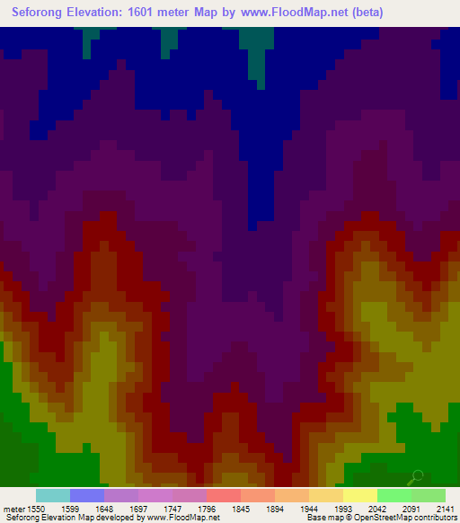 Seforong,Lesotho Elevation Map