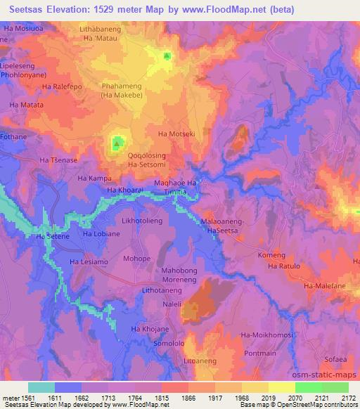 Seetsas,Lesotho Elevation Map