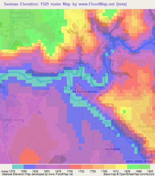 Seetsas,Lesotho Elevation Map