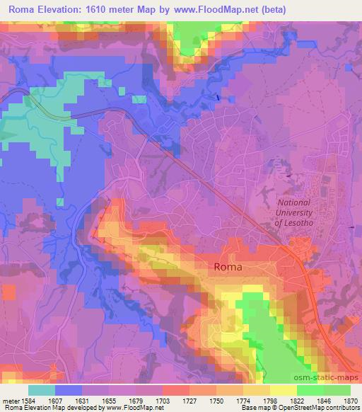 Roma,Lesotho Elevation Map