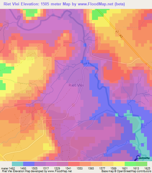 Riet Vlei,Lesotho Elevation Map