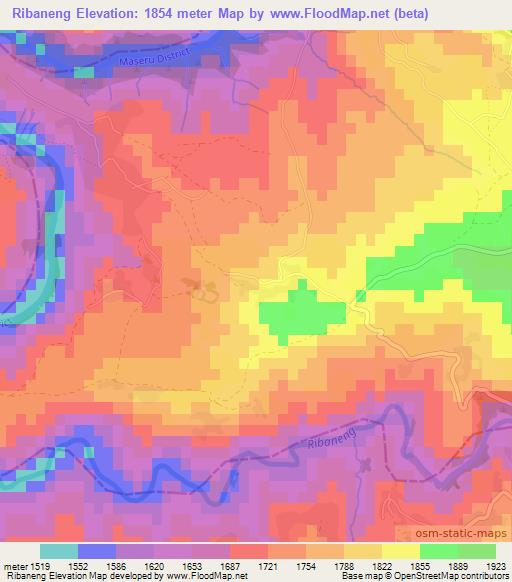 Ribaneng,Lesotho Elevation Map