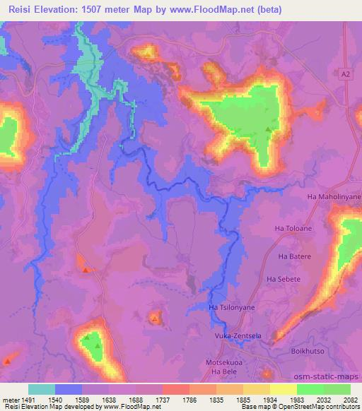 Reisi,Lesotho Elevation Map