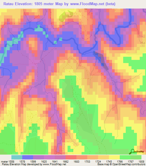 Ratau,Lesotho Elevation Map