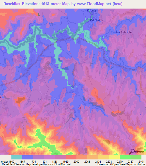 Rasekilas,Lesotho Elevation Map