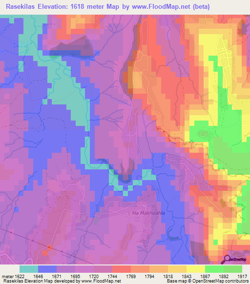 Rasekilas,Lesotho Elevation Map