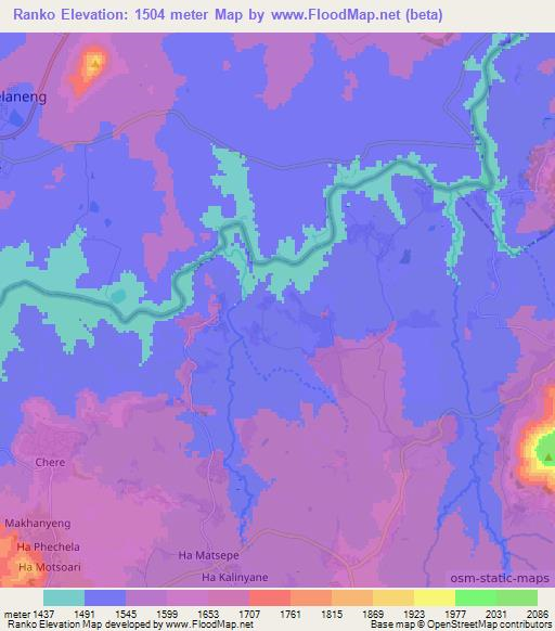 Ranko,Lesotho Elevation Map